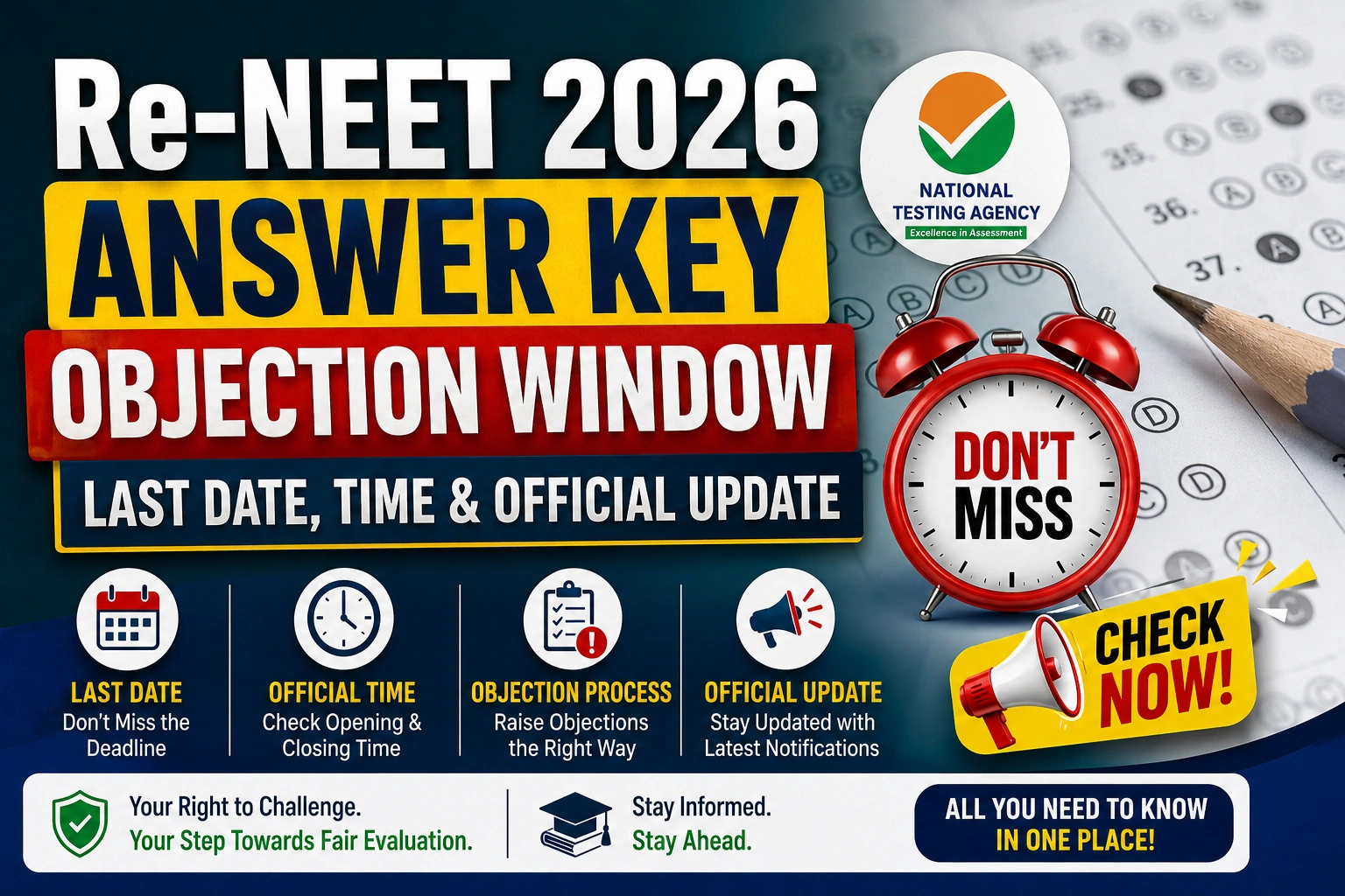 Re-NEET 2026 Answer Key Objection Window: Last Date, Time & Official Update